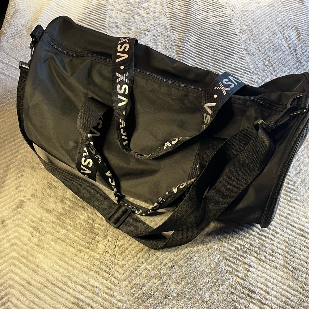 Victoria's Secret Black Duffel with Logo Straps